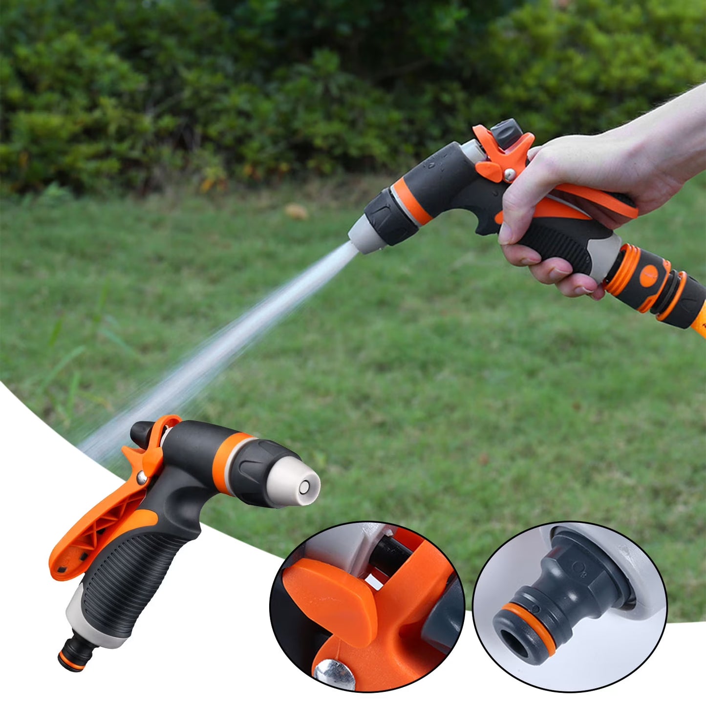 Garden Hose Spray Gun with Nozzles High Pressure Hose Pipe Spray Gun Attachments with Hosepipe Water Gun for Watering Plants & Lawns,Shower Pets,Car Washing