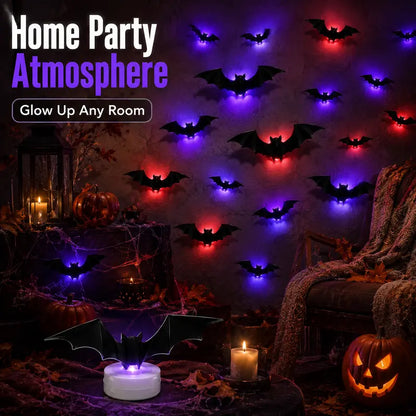 🔥 2026 Hot Sale 3D LED Bat Wall Decorations – 12/24PCS Light-Up Halloween Decor for Walls, Windows & Parties