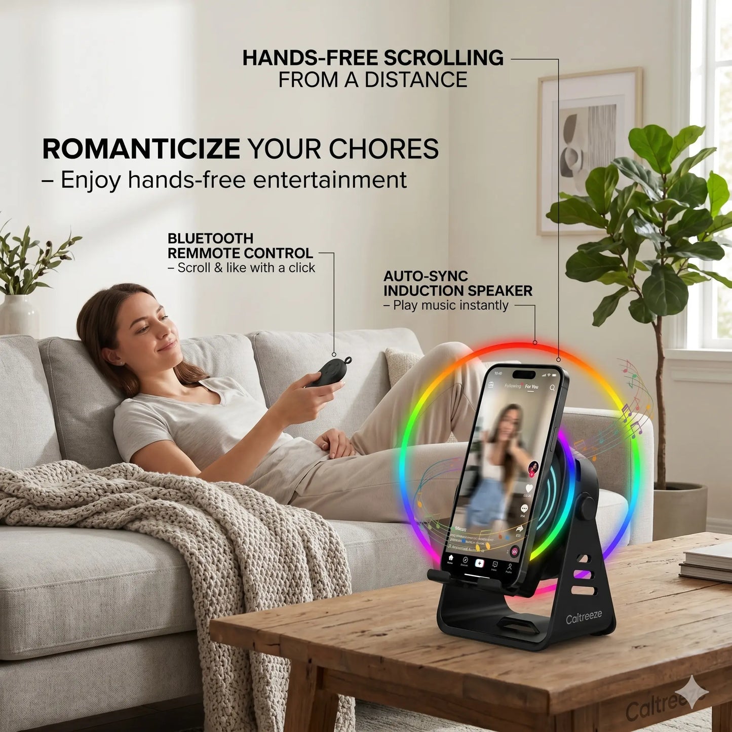 7-in-1 Wireless Induction Bluetooth Speaker with Remote & RGB Light