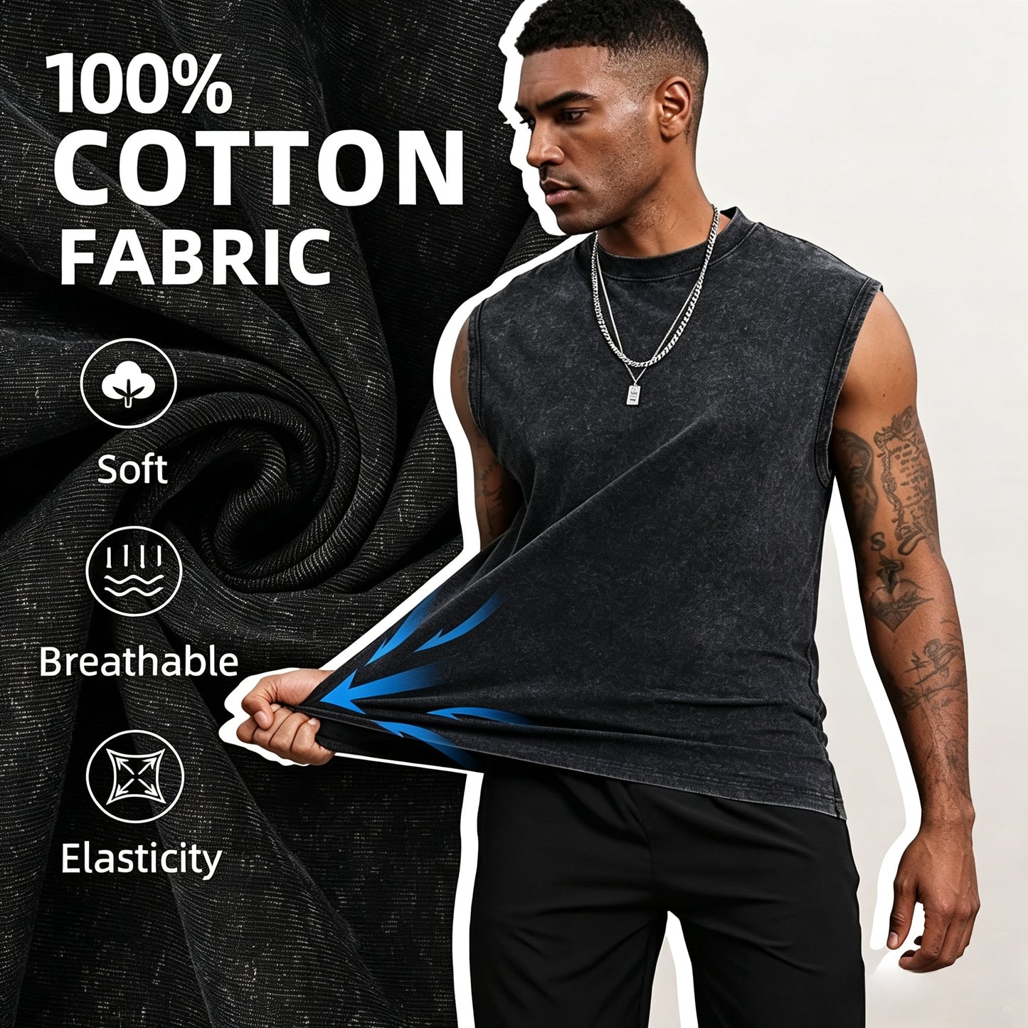 Cotton Workout Tank Tops Unisex Sleeveless Tees