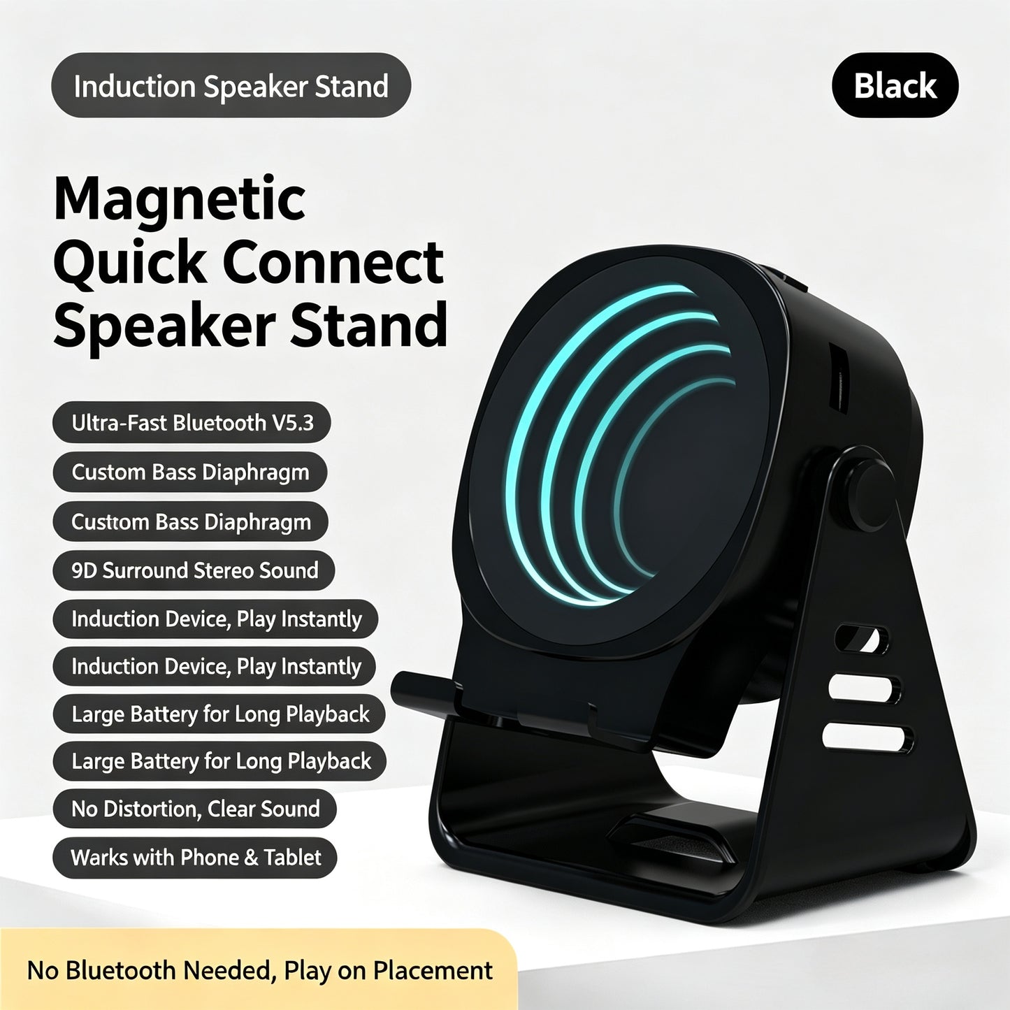 7-in-1 Wireless Induction Bluetooth Speaker with Remote & RGB Light