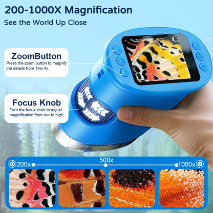 Kids Microscope with Camera & 1000X Zoom – STEM Gift