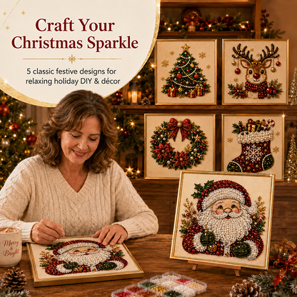 🎄 LAST DAY 49% OFF – Premium 3D Pearl Christmas Diamond Painting Art Kit | Luxury Flocked Canvas with Scratch-Resistant Non-Fading Pearl Beads DIY Holiday Decor 🎅⛄️❄️