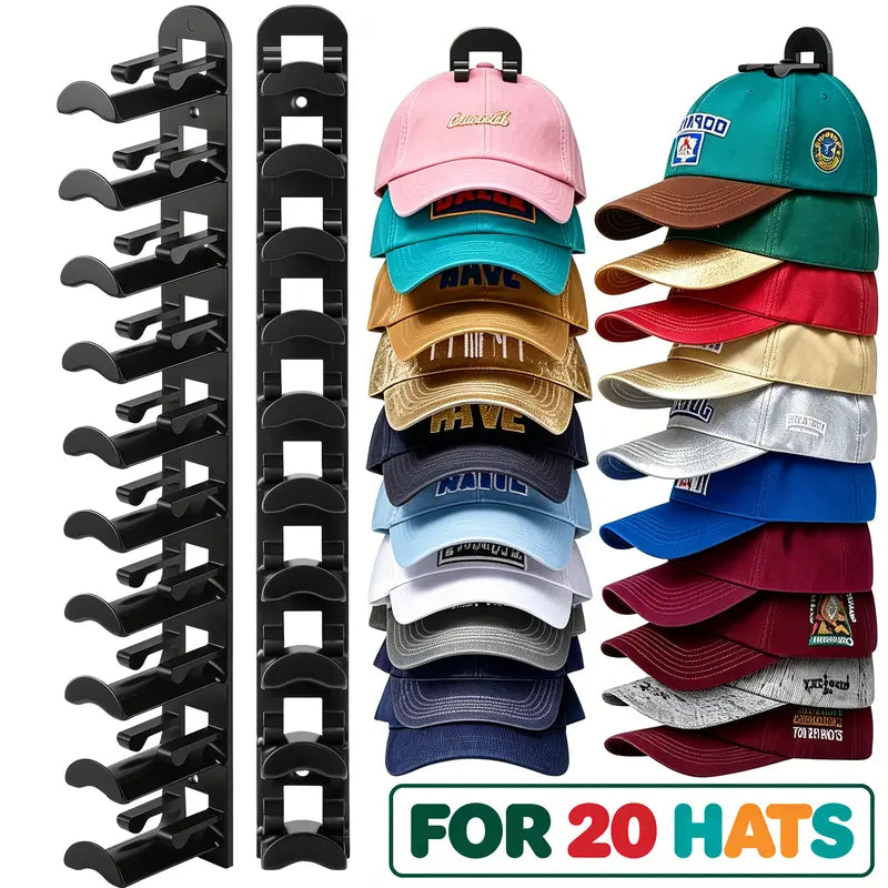 🧢 Wall-Mounted Hat Organizer – Holds Up to 20 Caps