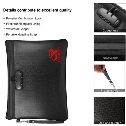 🔥Large Fireproof Document Bag🔒 - Water Resistant Storage🏠
