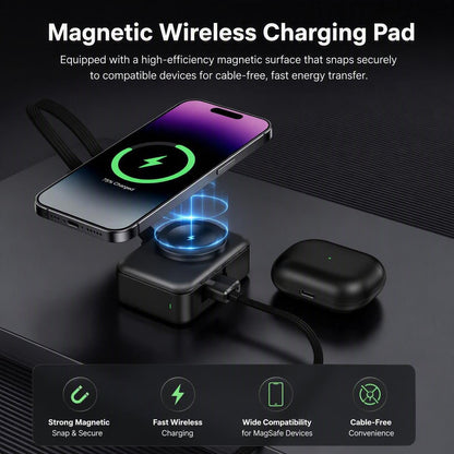 ⚡3-in-1 foldable rechargeable portable power bank