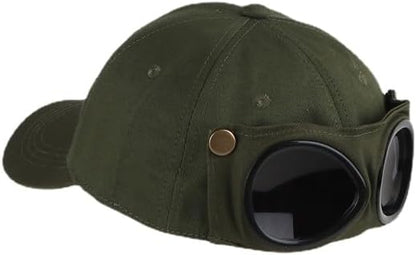 Aviator Hat with Goggles Baseball Cap