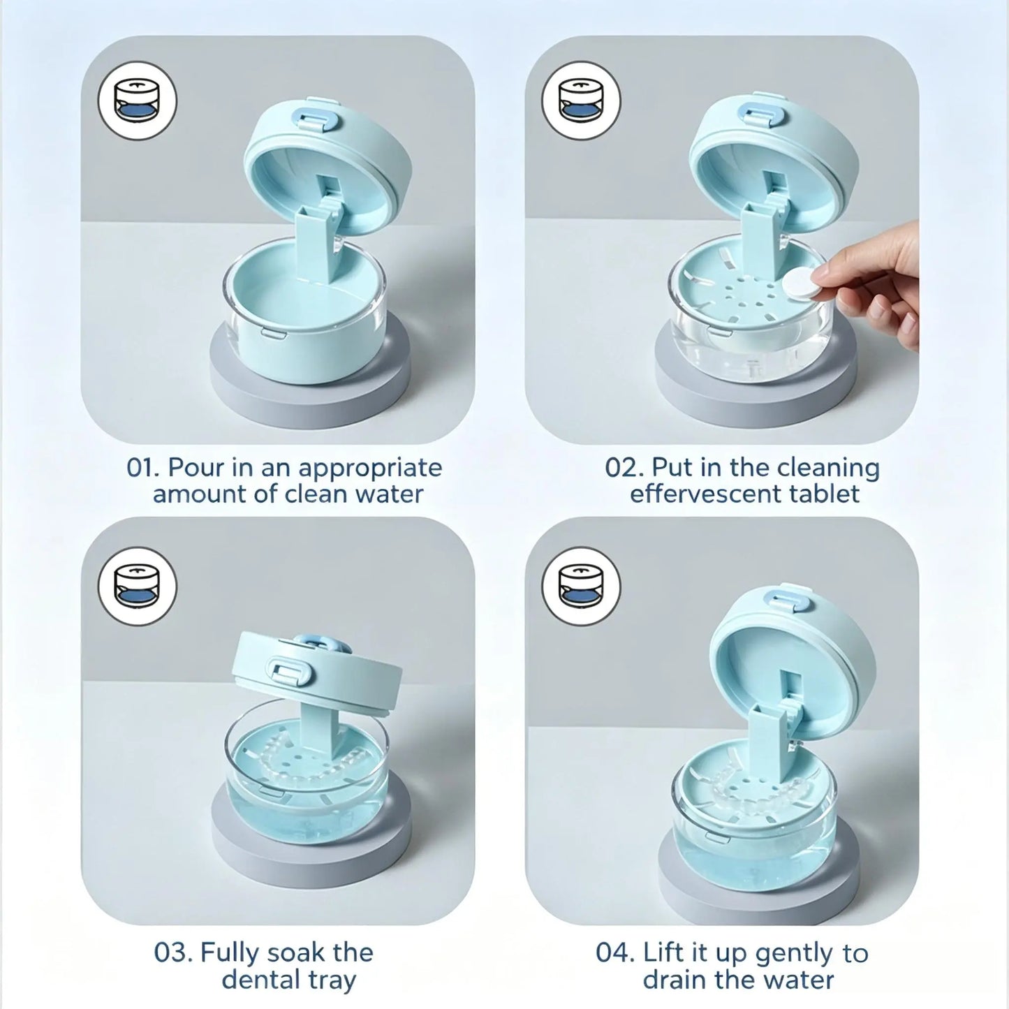 ✈️Travel Retainer Cleaner Case with Mirror & Drain Tray