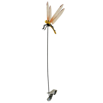12 Counts Outdoor Fake Dragonfly Rod Clip, Garden MetalDragonfly Clip
