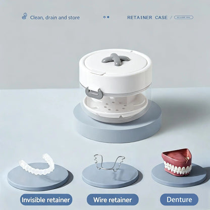 ✈️Travel Retainer Cleaner Case with Mirror & Drain Tray