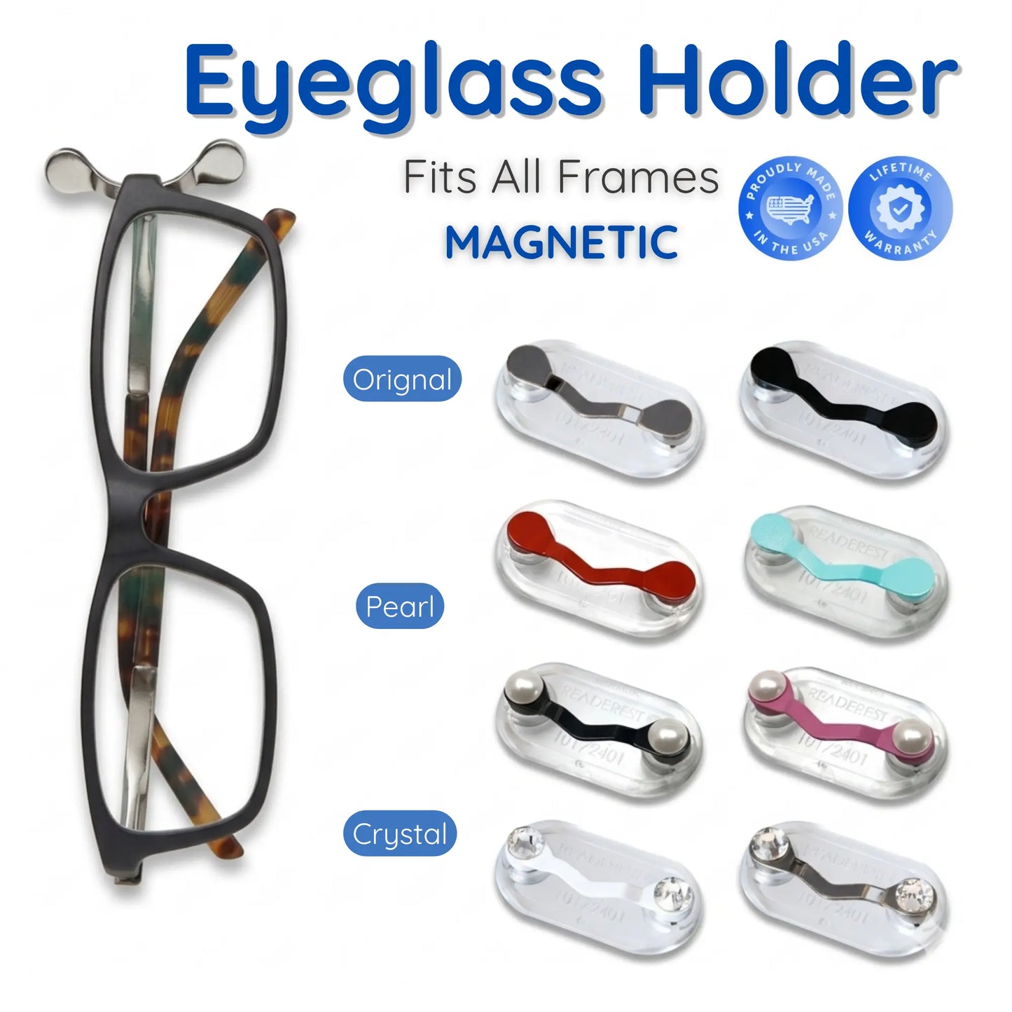Magnetic Glasses Holder - Premium Strength, USA Made, Lifetime Guarantee