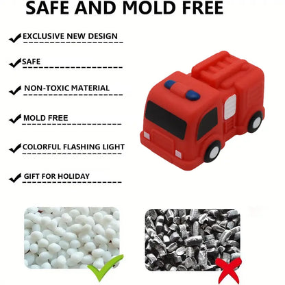 6PCS Bath Cars,Traffic Vehicles and Construction Vehicles, Light Up Bath Toy for Toddler