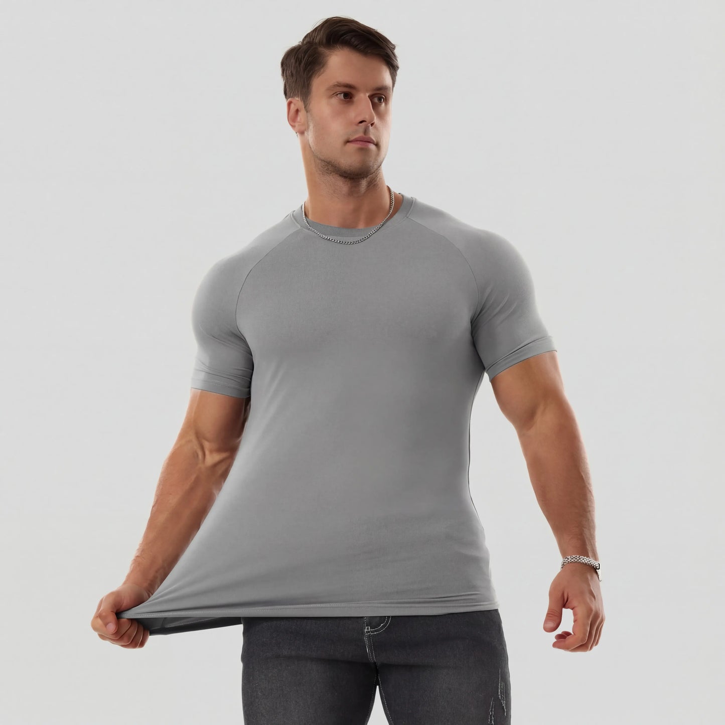 Men's Raglan Sleeve Athletic T-Shirt for Workout and Casual Wear