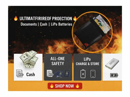 🔥Large Fireproof Document Bag🔒 - Water Resistant Storage🏠