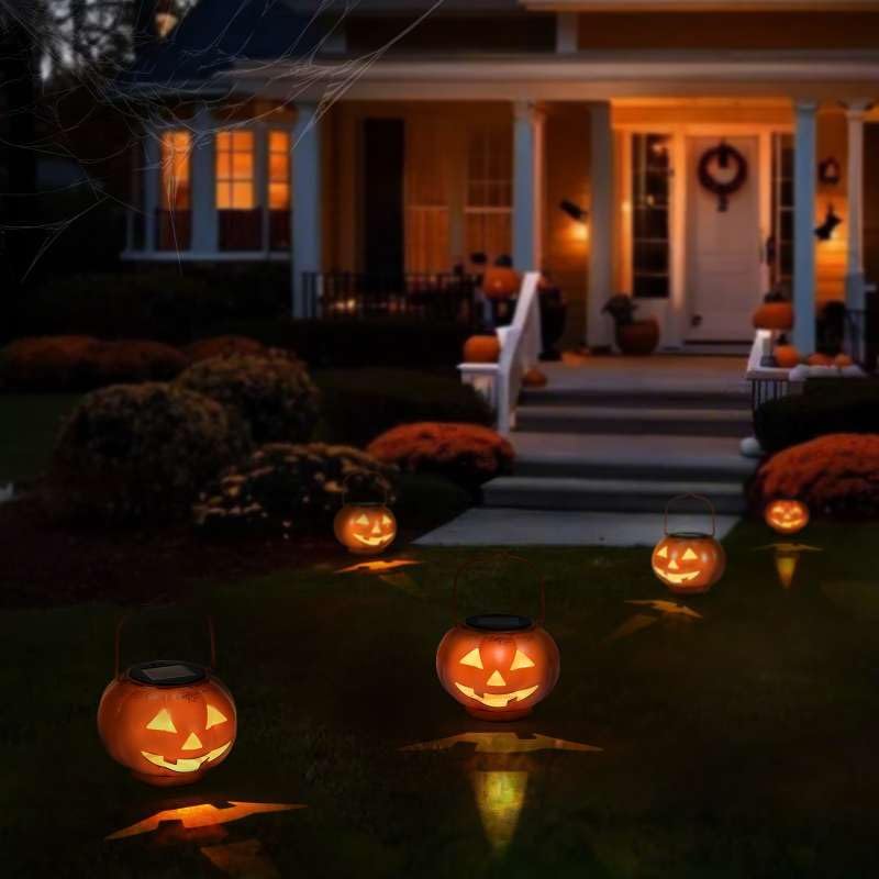 🎃🌟Halloween Pumpkin Solar Lanterns - Jack O Lantern Hanging Solar Light Waterproof