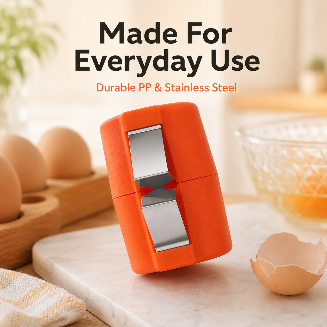 🍳 Manual Stainless-Steel Egg Shell Opener & Egg Cracker Tool 🥚