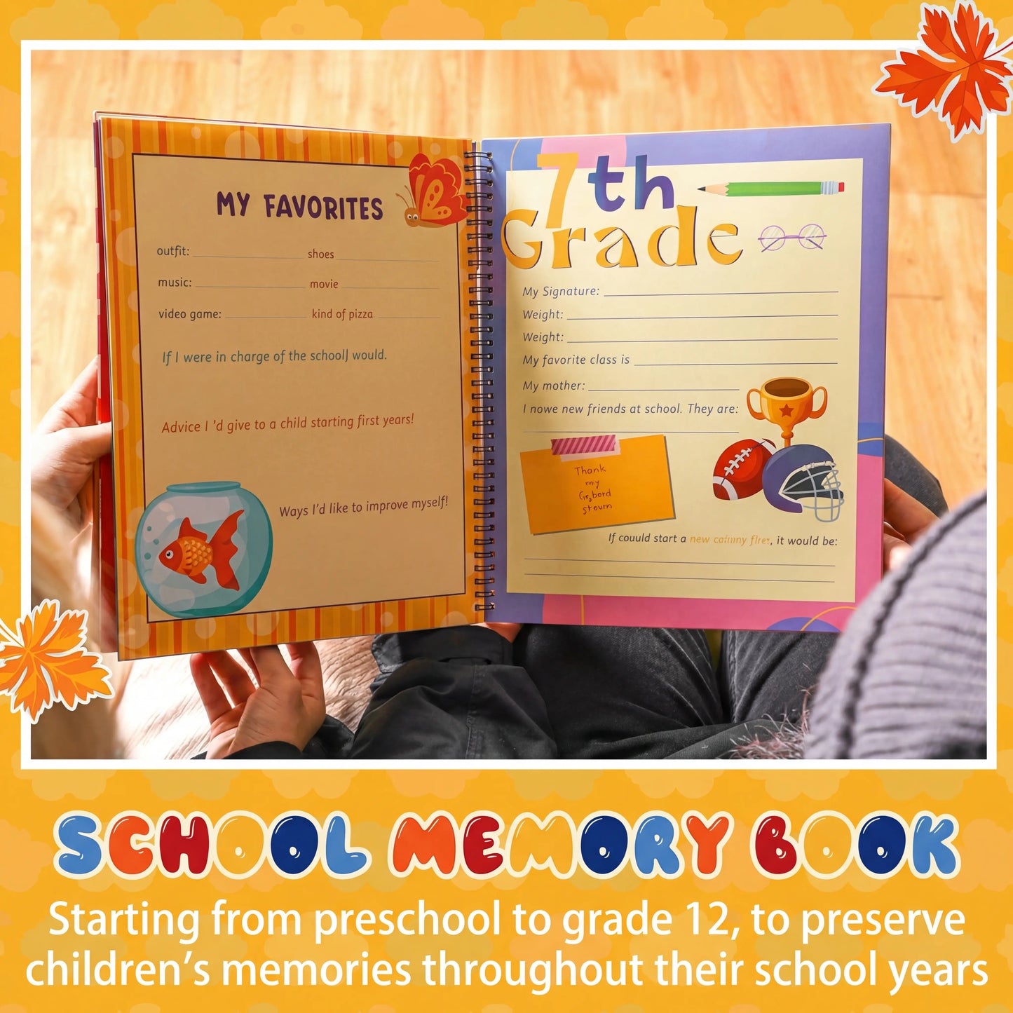 📔School Memory Book for Kids Preschools to 12th Grade