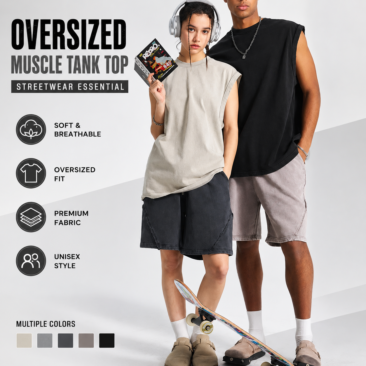 Cotton Workout Tank Tops Unisex Sleeveless Tees