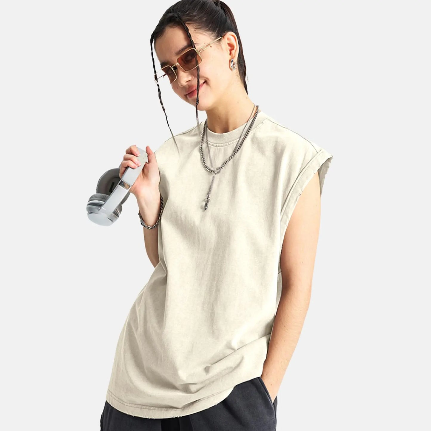 Cotton Workout Tank Tops Unisex Sleeveless Tees