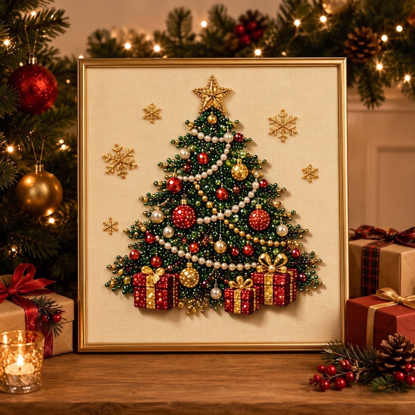 🎄 LAST DAY 49% OFF – Premium 3D Pearl Christmas Diamond Painting Art Kit | Luxury Flocked Canvas with Scratch-Resistant Non-Fading Pearl Beads DIY Holiday Decor 🎅⛄️❄️