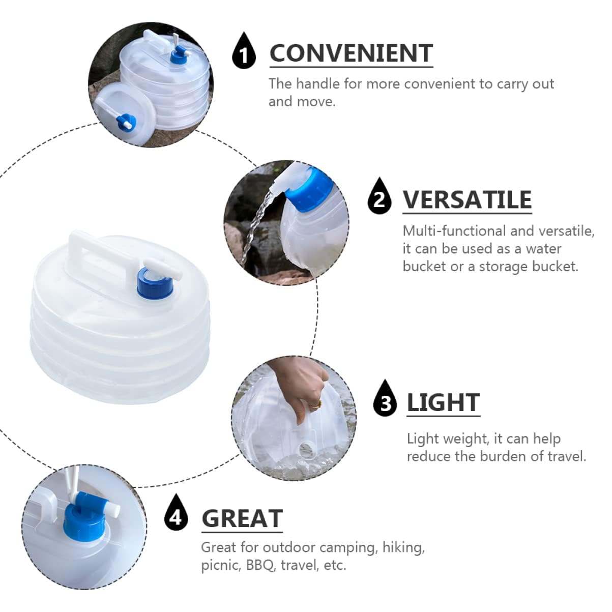 Lightweight Foldable Water Bucket with Faucet (5L)