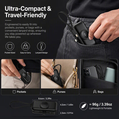 ⚡3-in-1 foldable rechargeable portable power bank