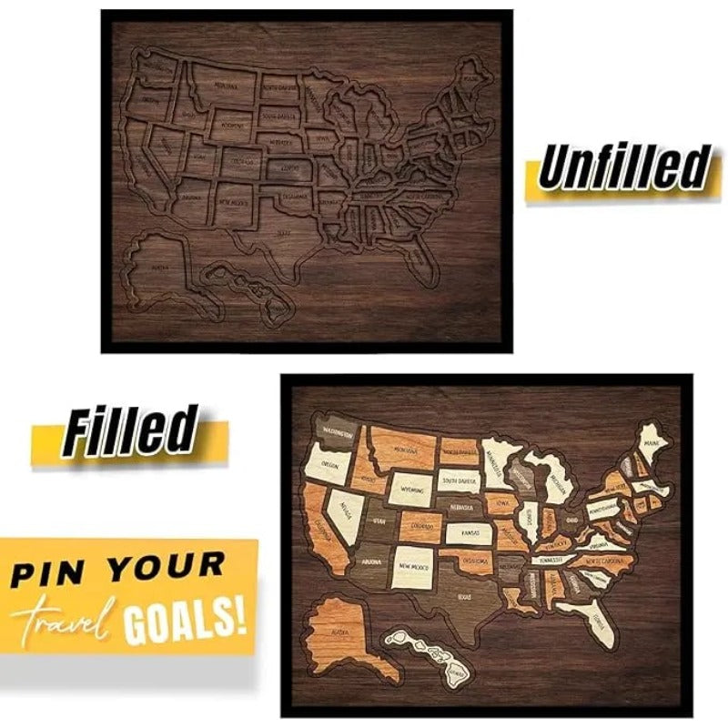 Wooden USA Travel Map Puzzle