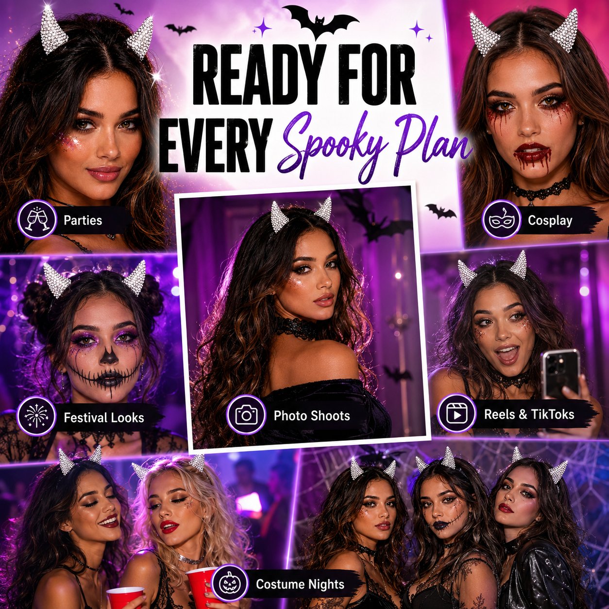 💥 LAST DAY 50% OFF - 😈✨ Cute Sparkle Magnetic Devil Horns (1 Pair)