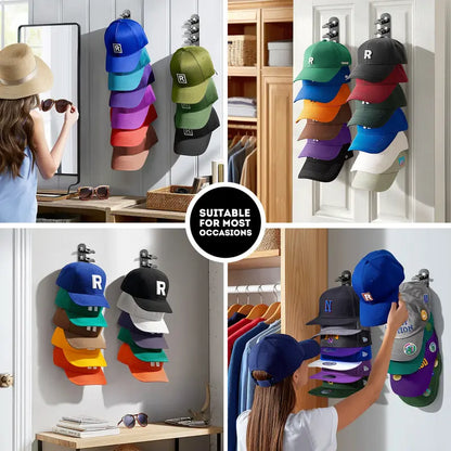 🧢 Wall-Mounted Hat Organizer – Holds Up to 20 Caps