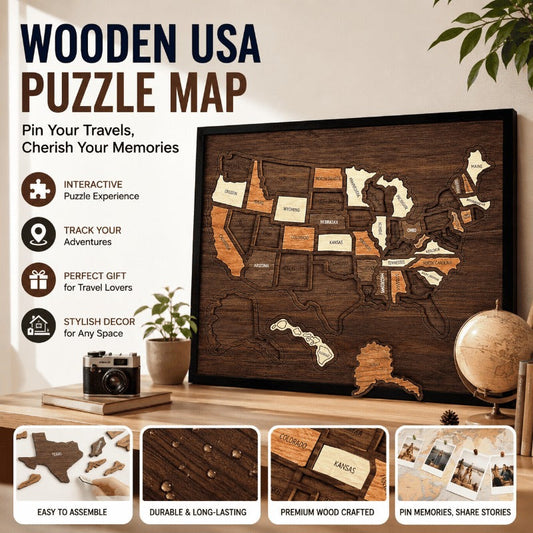Wooden USA Travel Map Puzzle