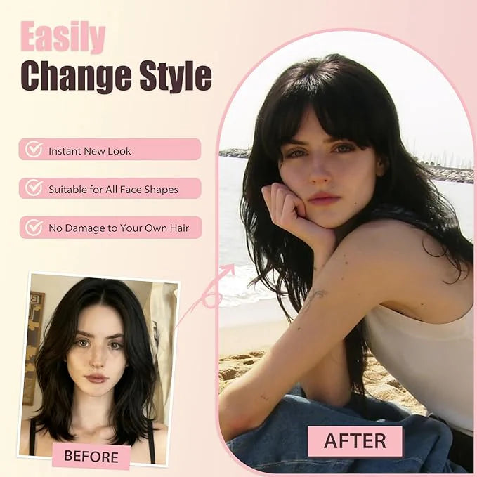 Clip-in Air Bangs - Lightweight Synthetic Hair Extensions