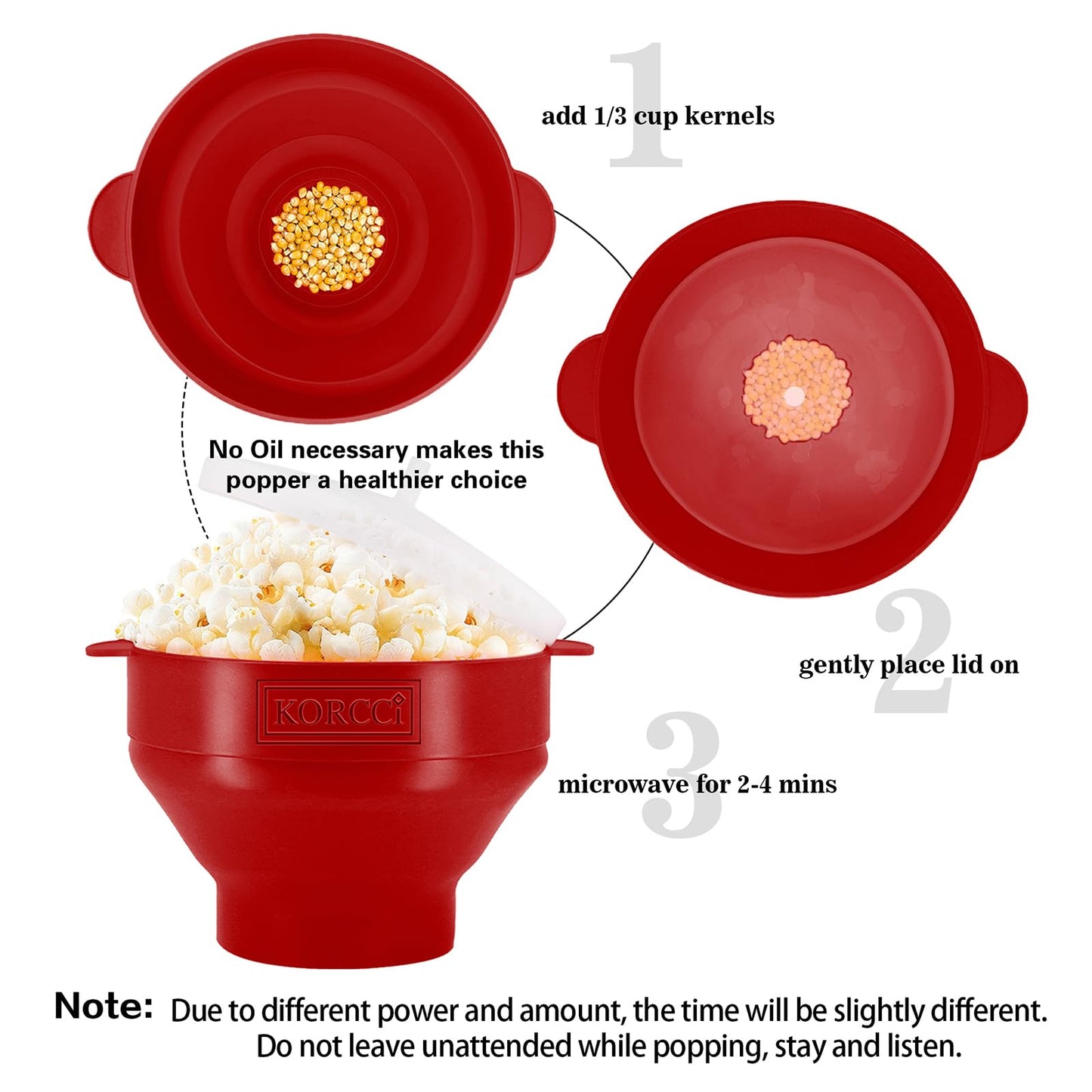 Microwave Popcorn Popper, Silicone Popcorn Maker Bowl for Microwave