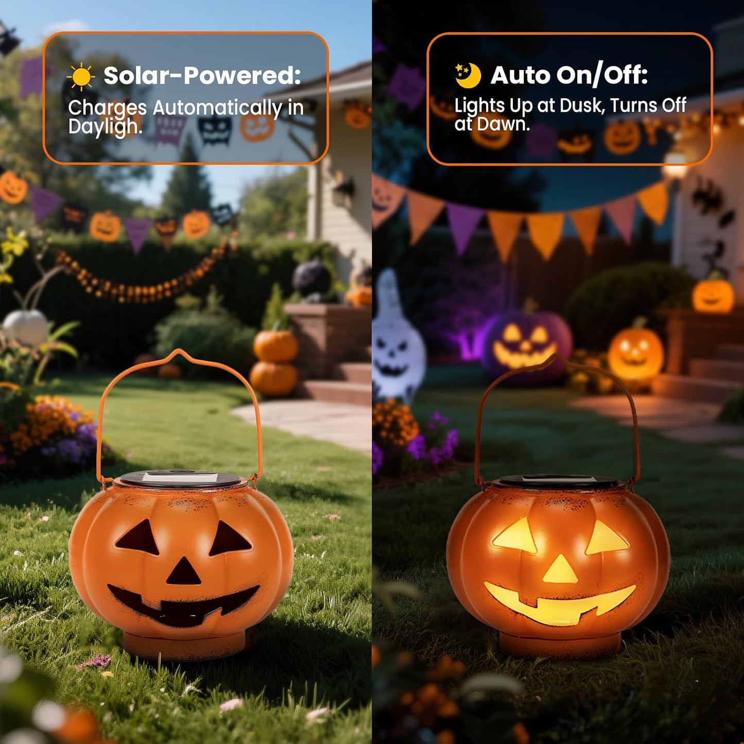 🎃🌟Halloween Pumpkin Solar Lanterns - Jack O Lantern Hanging Solar Light Waterproof