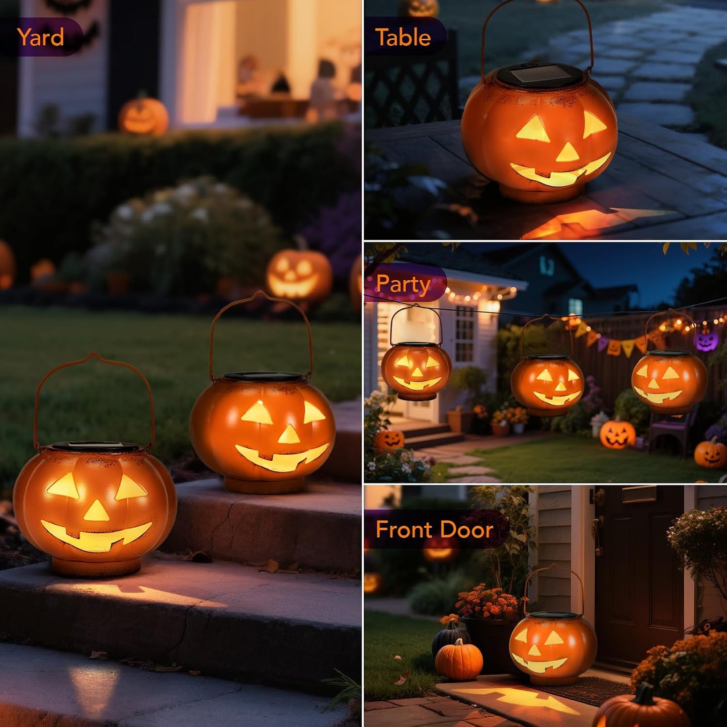🎃🌟Halloween Pumpkin Solar Lanterns - Jack O Lantern Hanging Solar Light Waterproof