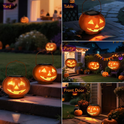 🎃🌟Halloween Pumpkin Solar Lanterns - Jack O Lantern Hanging Solar Light Waterproof