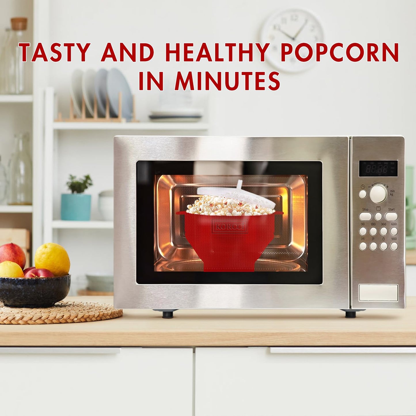 Microwave Popcorn Popper, Silicone Popcorn Maker Bowl for Microwave