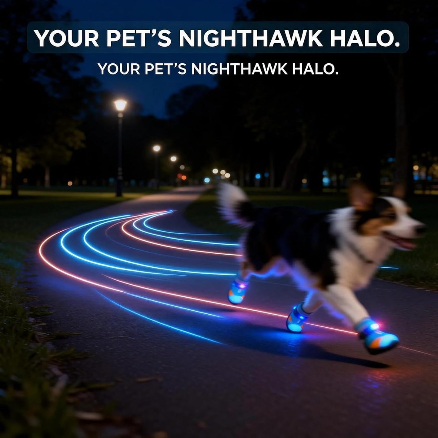 Dog Shoes LED Motion Activated Light Up Puppy Boots Non Slip Rubber Paw Protective Shoes Breathable Mesh Four
