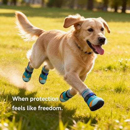 Dog Shoes LED Motion Activated Light Up Puppy Boots Non Slip Rubber Paw Protective Shoes Breathable Mesh Four