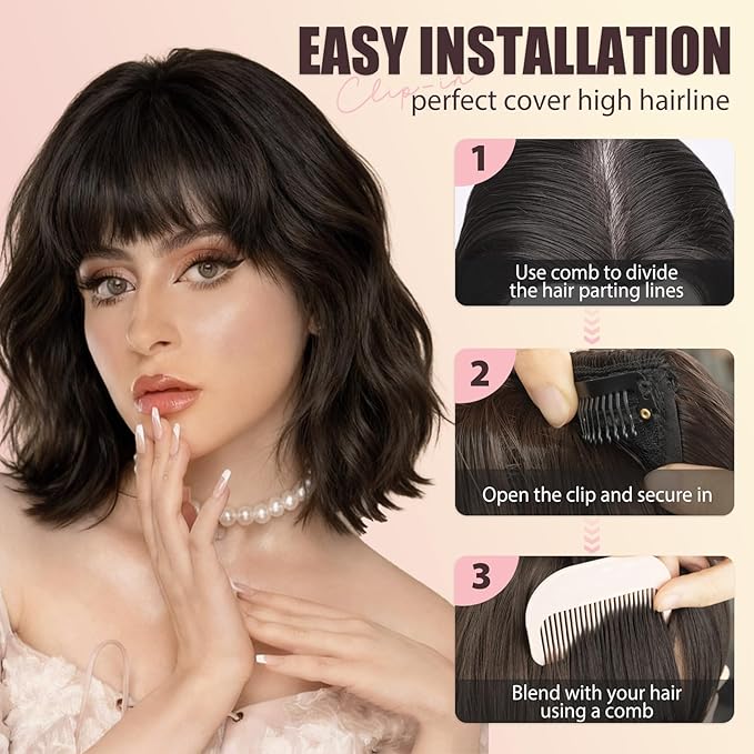 Clip-in Air Bangs - Lightweight Synthetic Hair Extensions