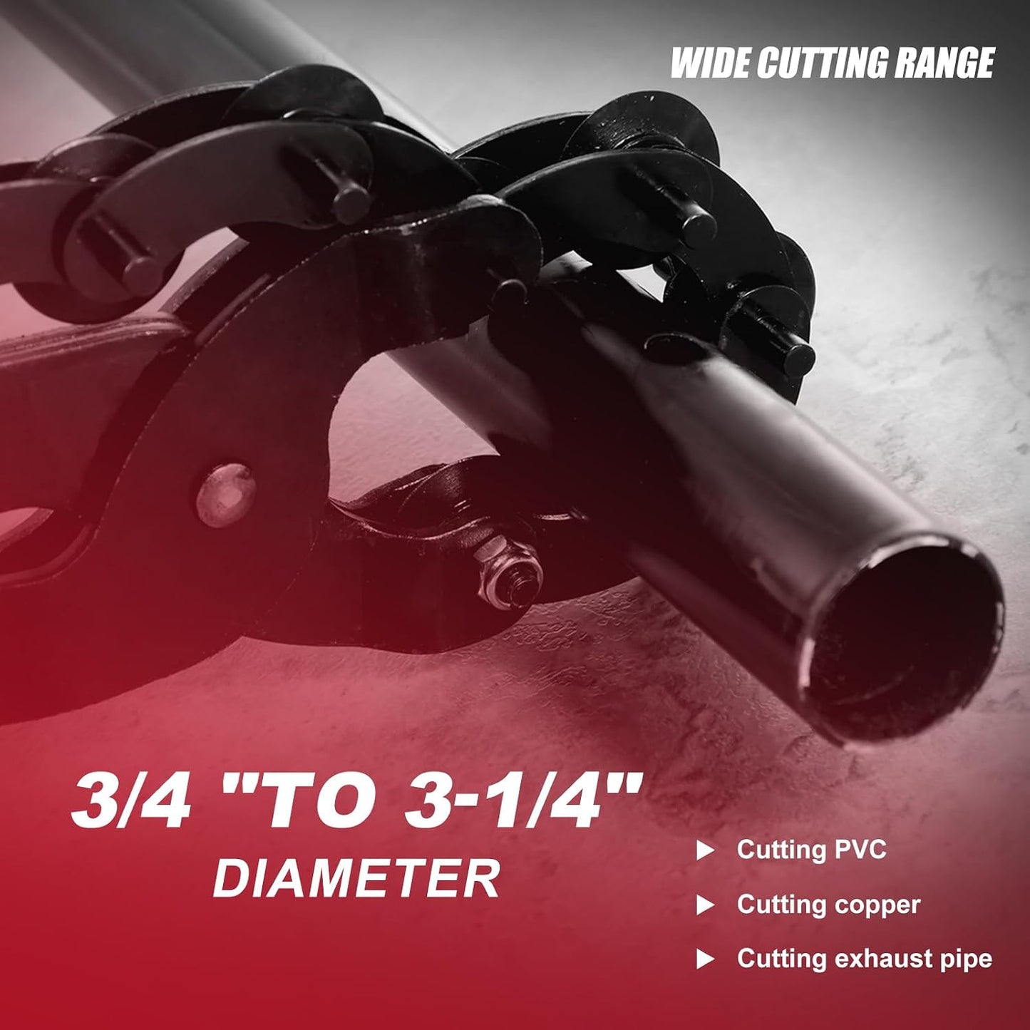 Exhaust Pipe Cutter Tool with Nonslip Handle, Universal Tailpipe Cutter, Cuts 3/4" to 3-1/4" Pipe Carbon Steel Exhaust Pipe Cutter