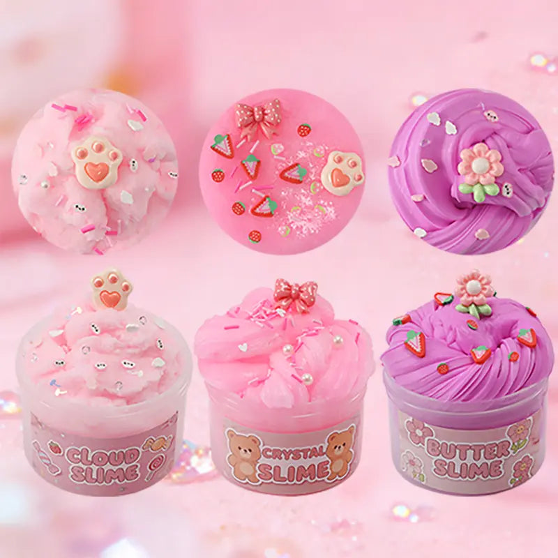 Summer Gift 3-Pack 200ml Pink Slime Kit – Butter, Cloud & Crunchy Slime