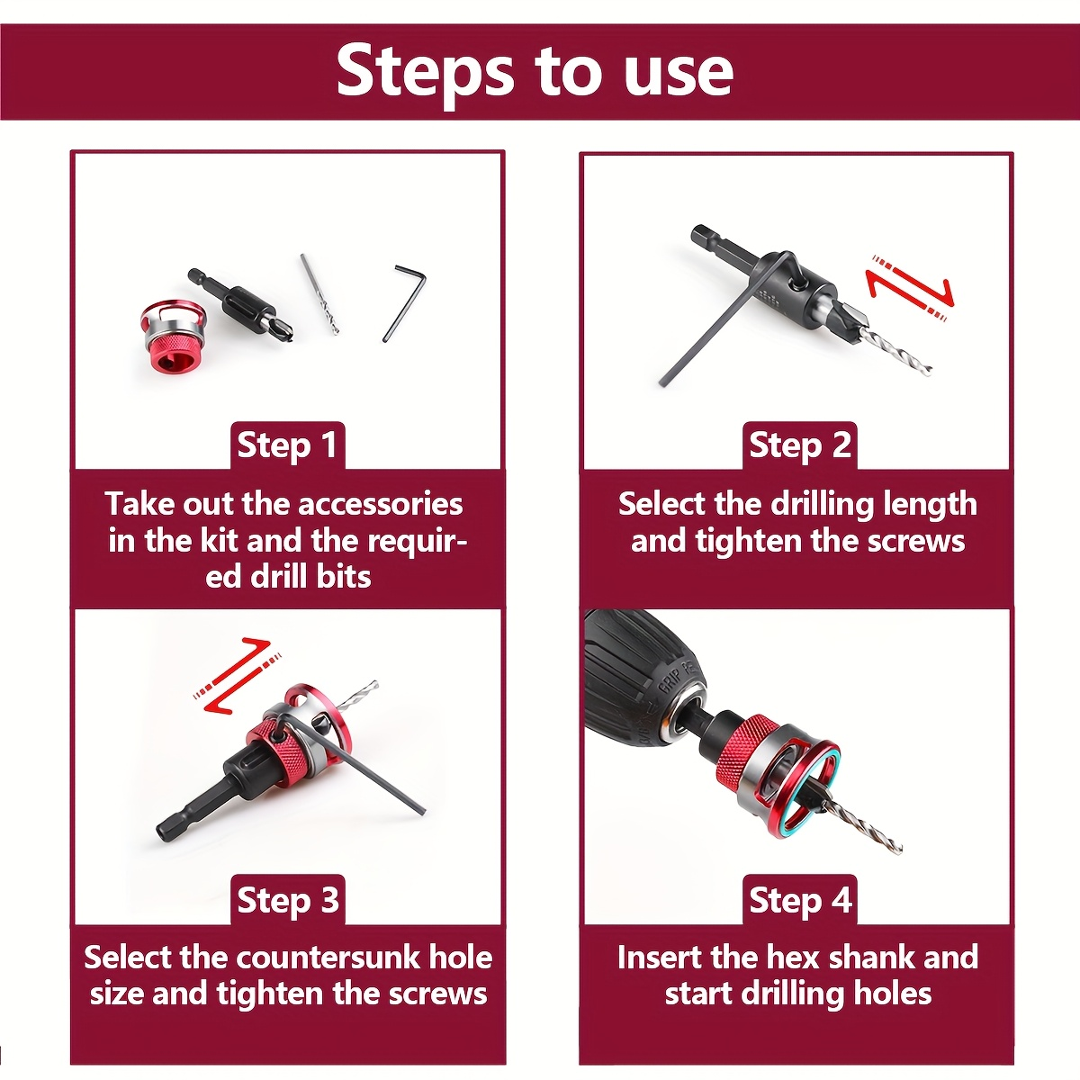 🔧 Countersink Drill Bit Set – Precise Depth Control, No Scratch Damage