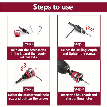 🔧 Countersink Drill Bit Set – Precise Depth Control, No Scratch Damage