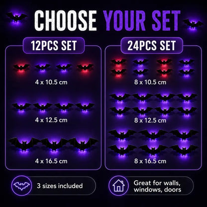 🔥 3D LED Bat Wall Decorations – 🦇 Create A Spooky Halloween Glow