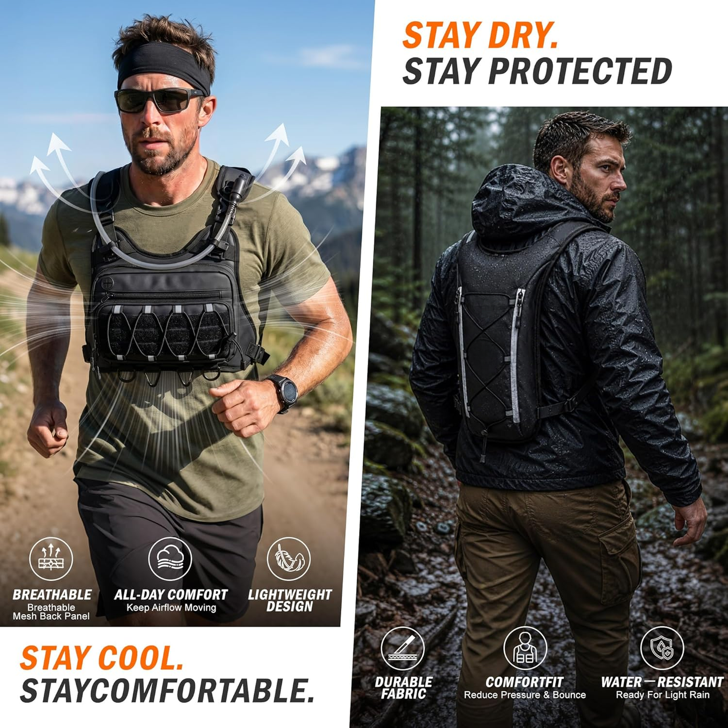 🎒💦Tactical Running Vest with 2L Water Bladder — Lightweight Anti-Bounce Hydration Backpack