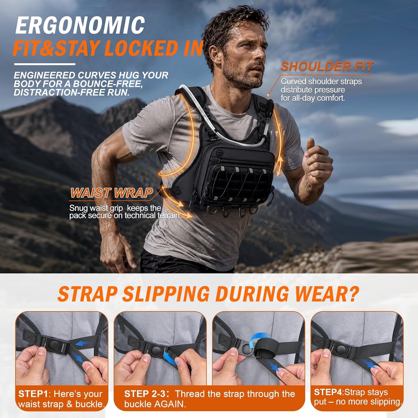 🎒💦Tactical Running Vest with 2L Water Bladder — Lightweight Anti-Bounce Hydration Backpack