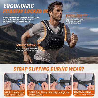 🎒💦Tactical Running Vest with 2L Water Bladder — Lightweight Anti-Bounce Hydration Backpack