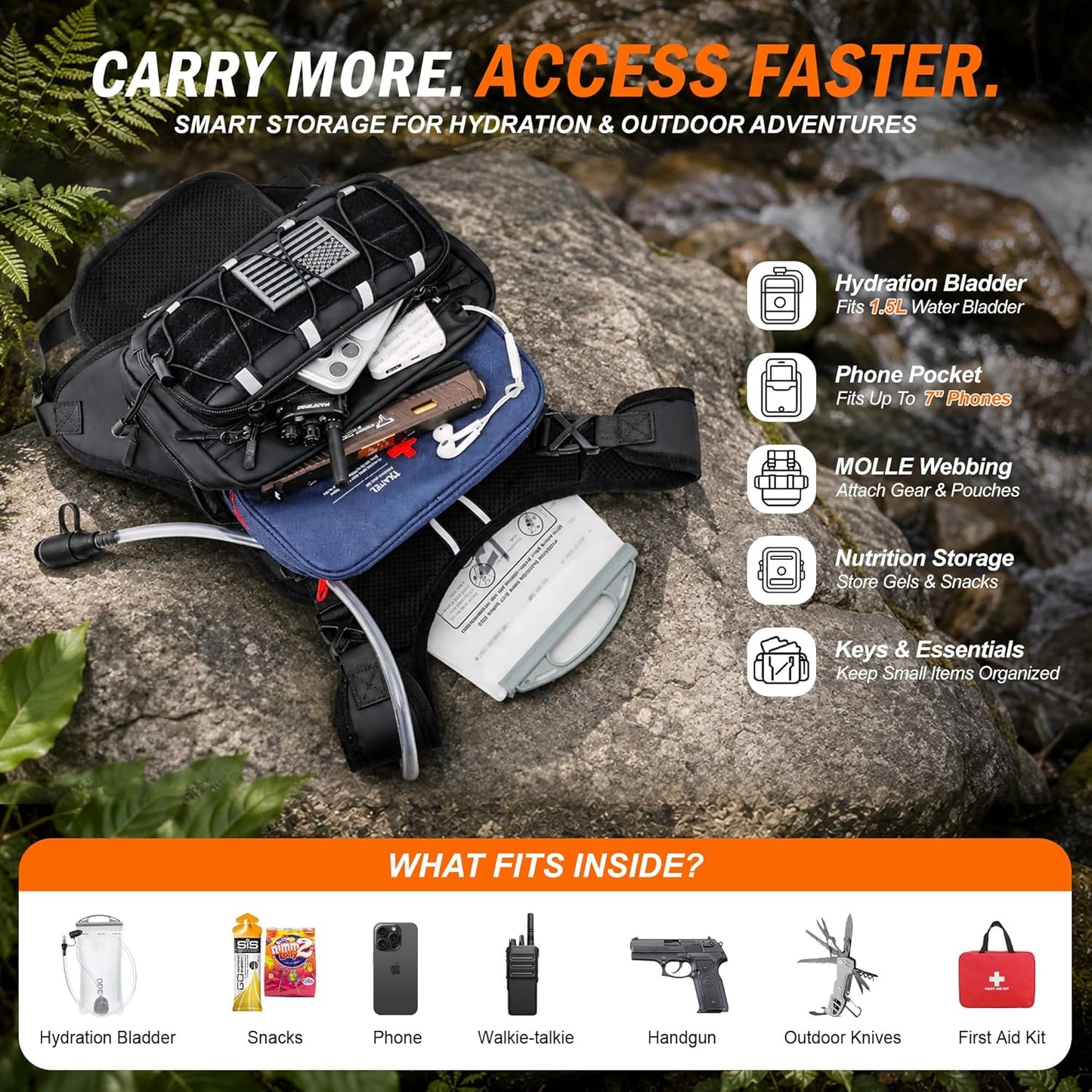 🎒💦Tactical Running Vest with 2L Water Bladder — Lightweight Anti-Bounce Hydration Backpack