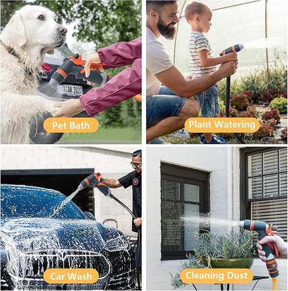 Garden Hose Spray Gun with Nozzles High Pressure Hose Pipe Spray Gun Attachments with Hosepipe Water Gun for Watering Plants & Lawns,Shower Pets,Car Washing