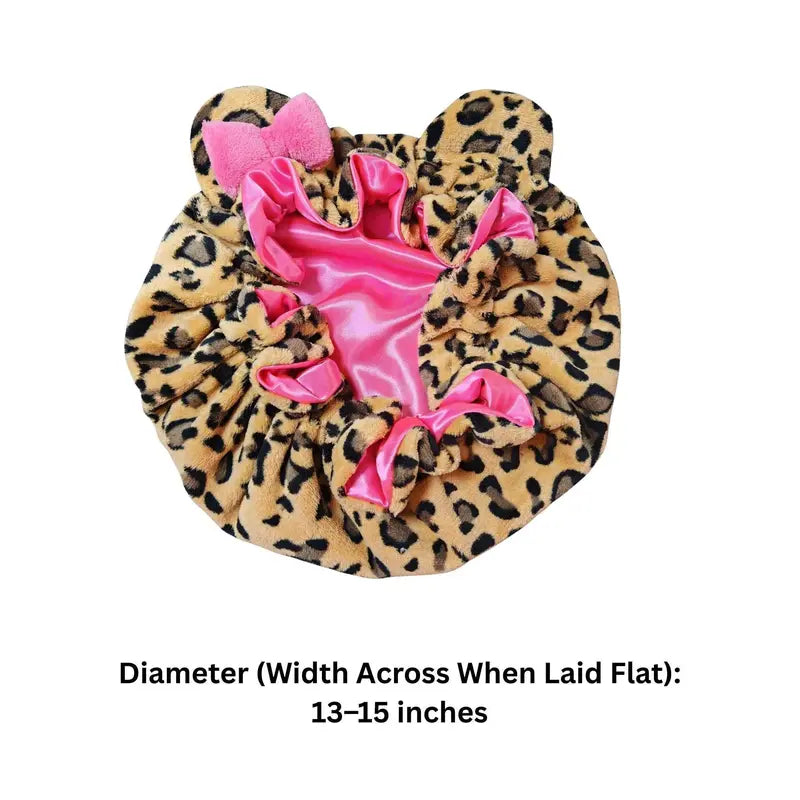 🐆✨PLUSH CHEETAH - Women's Plush Satin Bonnet